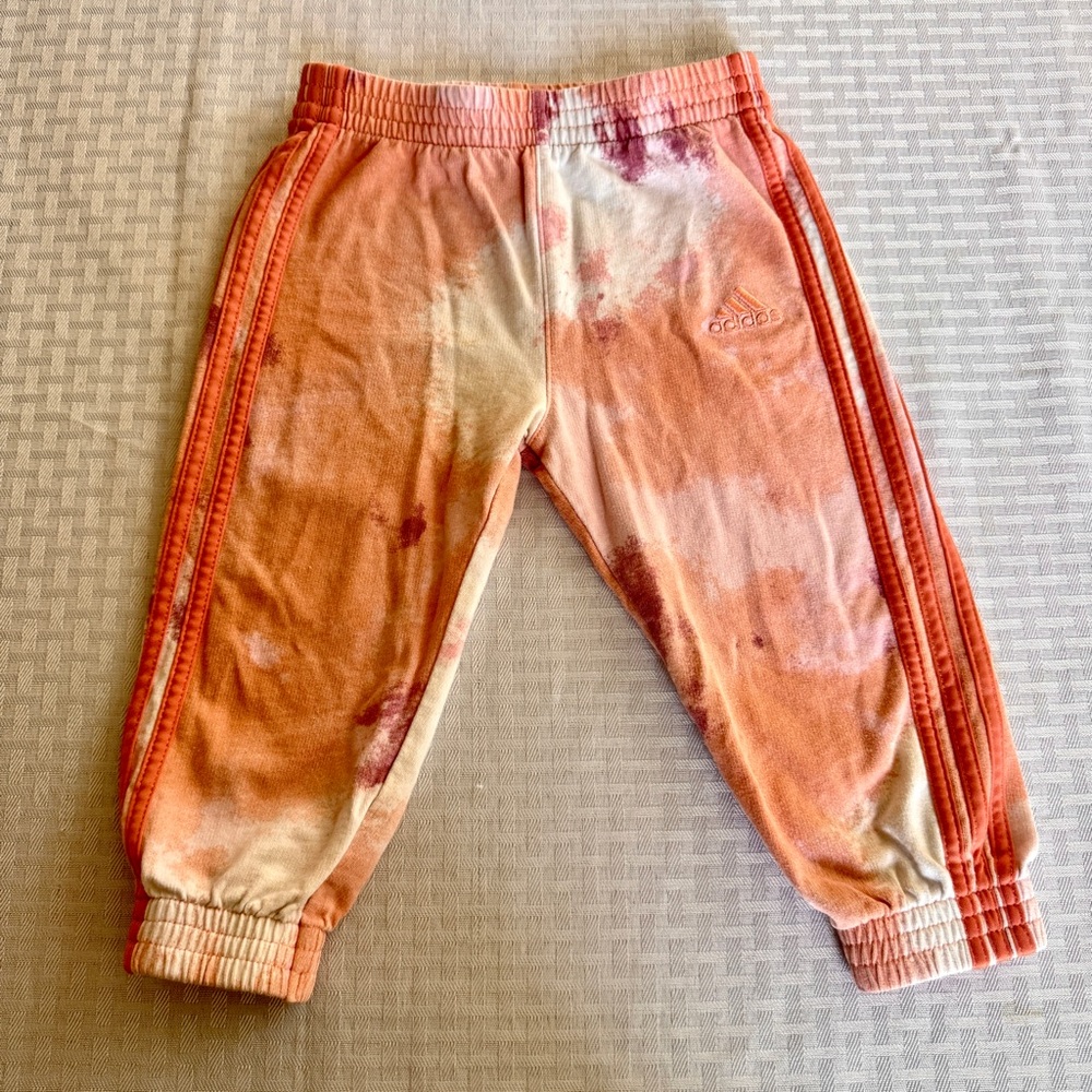Adidas‎ Toddler 18M Tie Dye Joggers Orange Cotton Sweatpants Athleisure